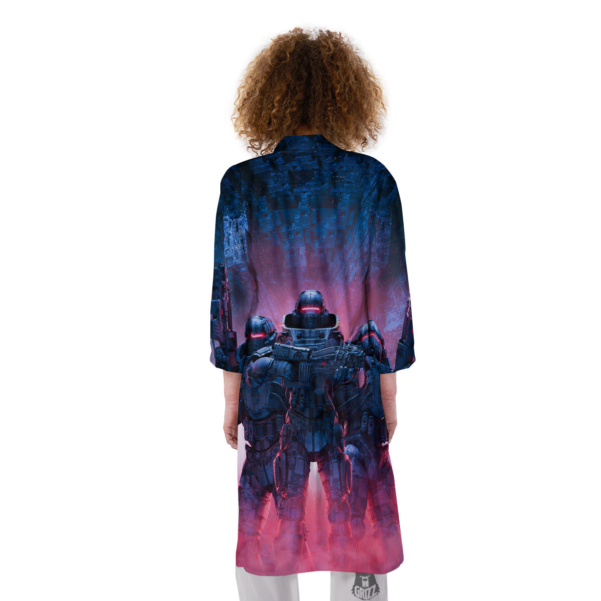 Soldiers Cyberpunk Print Kimono-grizzshop