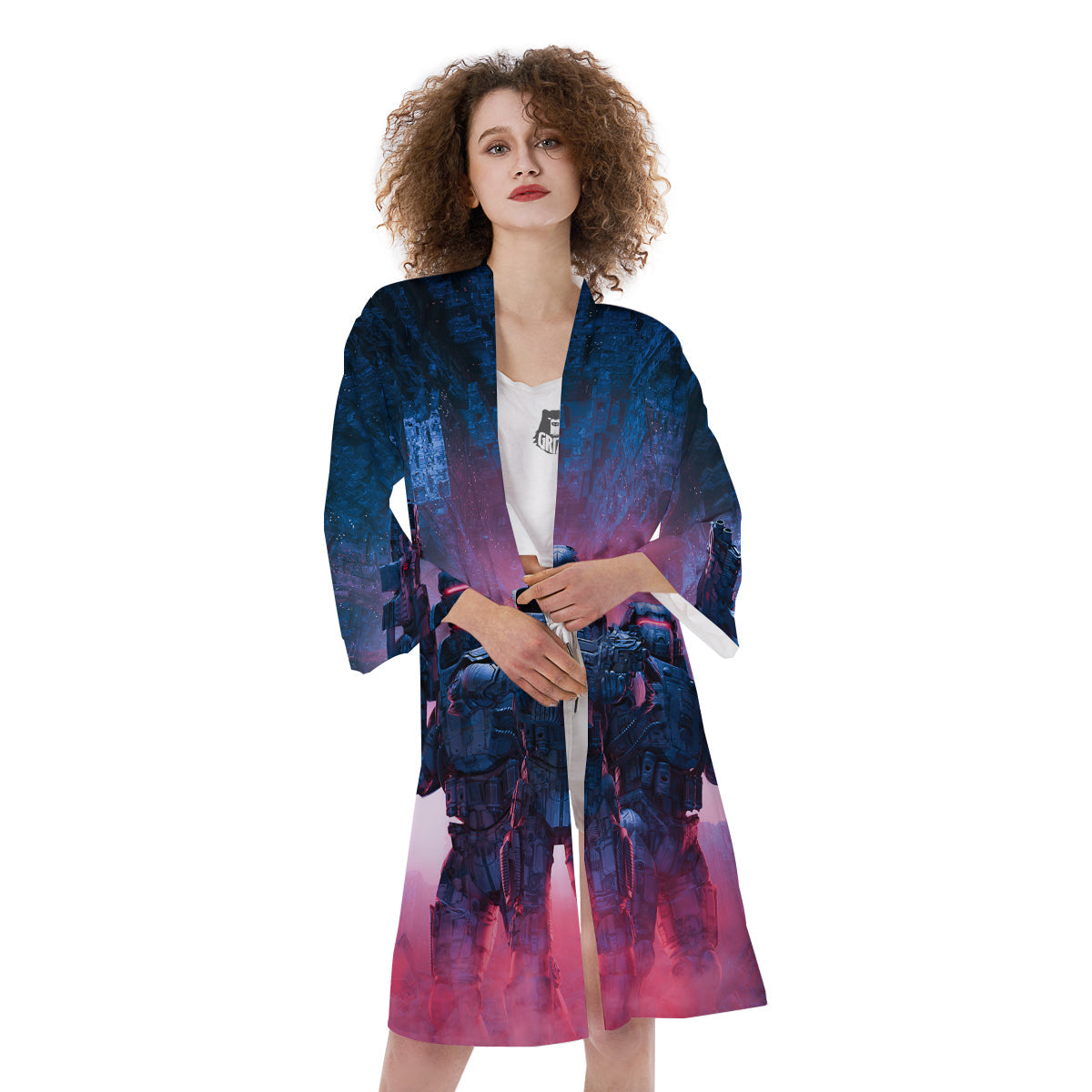 Soldiers Cyberpunk Print Kimono-grizzshop