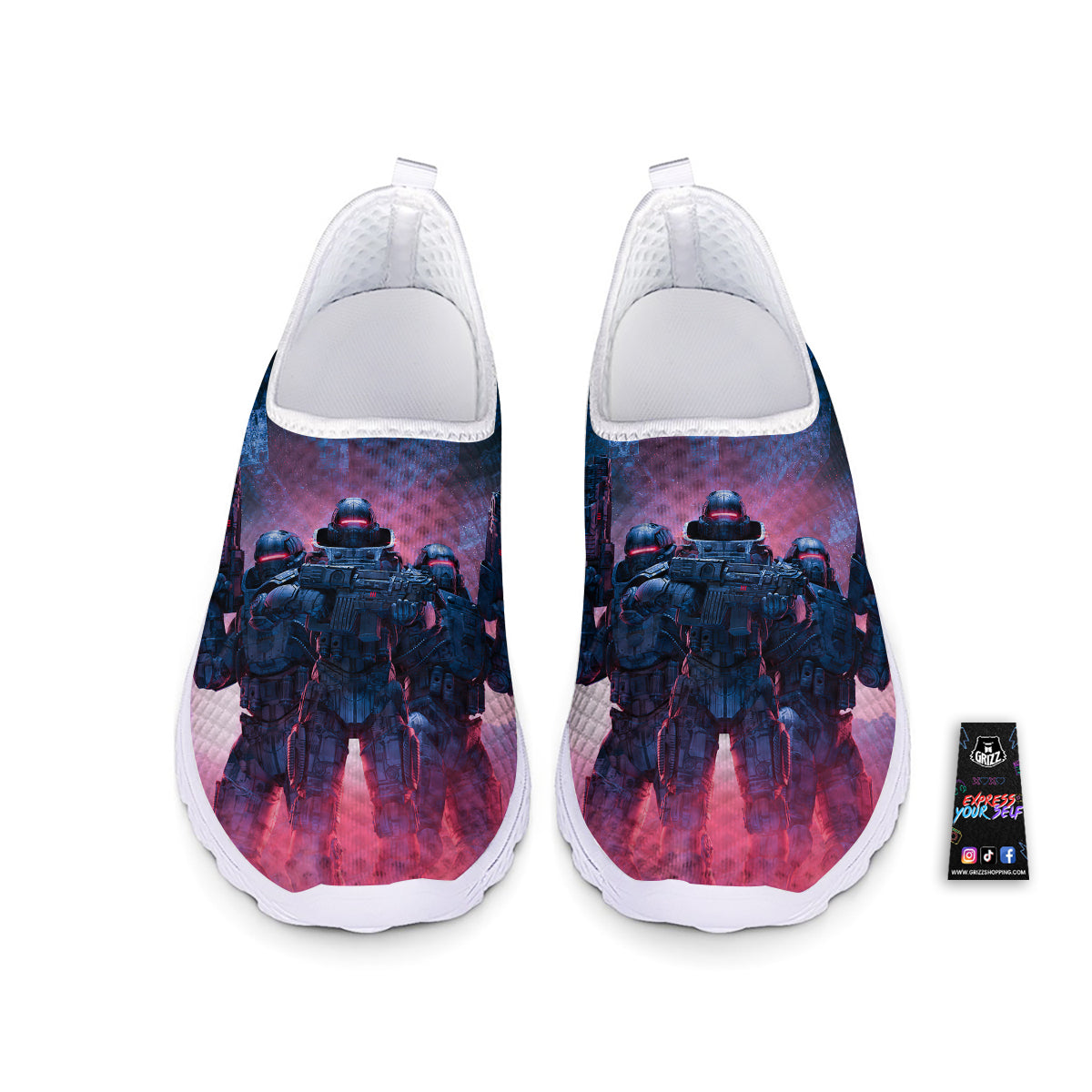 Soldiers Cyberpunk Print Nurse Shoes-grizzshop