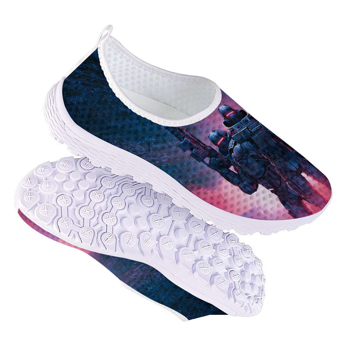 Soldiers Cyberpunk Print Nurse Shoes-grizzshop