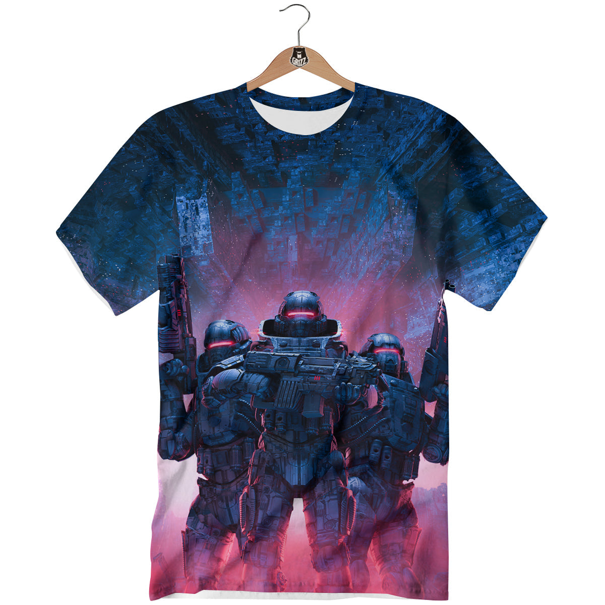 Soldiers Cyberpunk Print T-Shirt-grizzshop