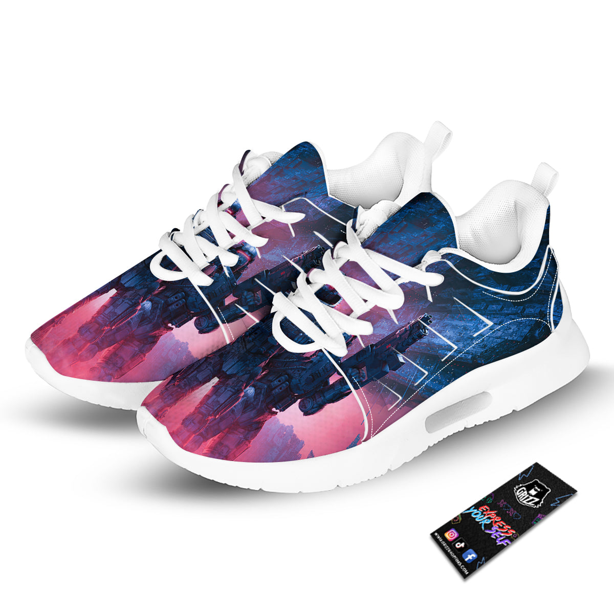 Soldiers Cyberpunk Print Tennis Shoes-grizzshop