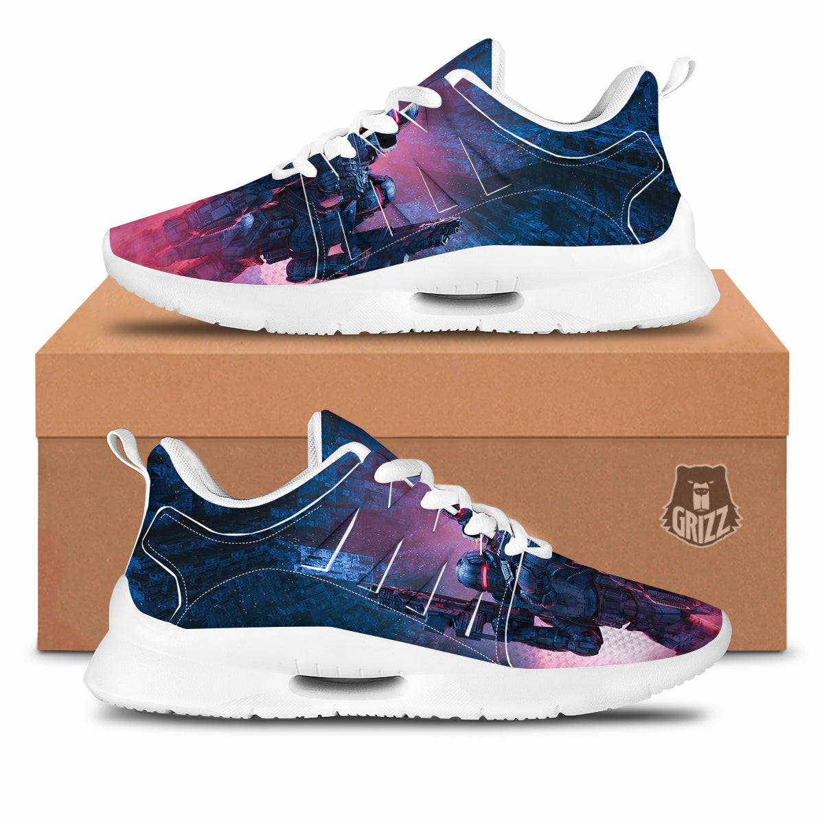 Soldiers Cyberpunk Print Tennis Shoes-grizzshop