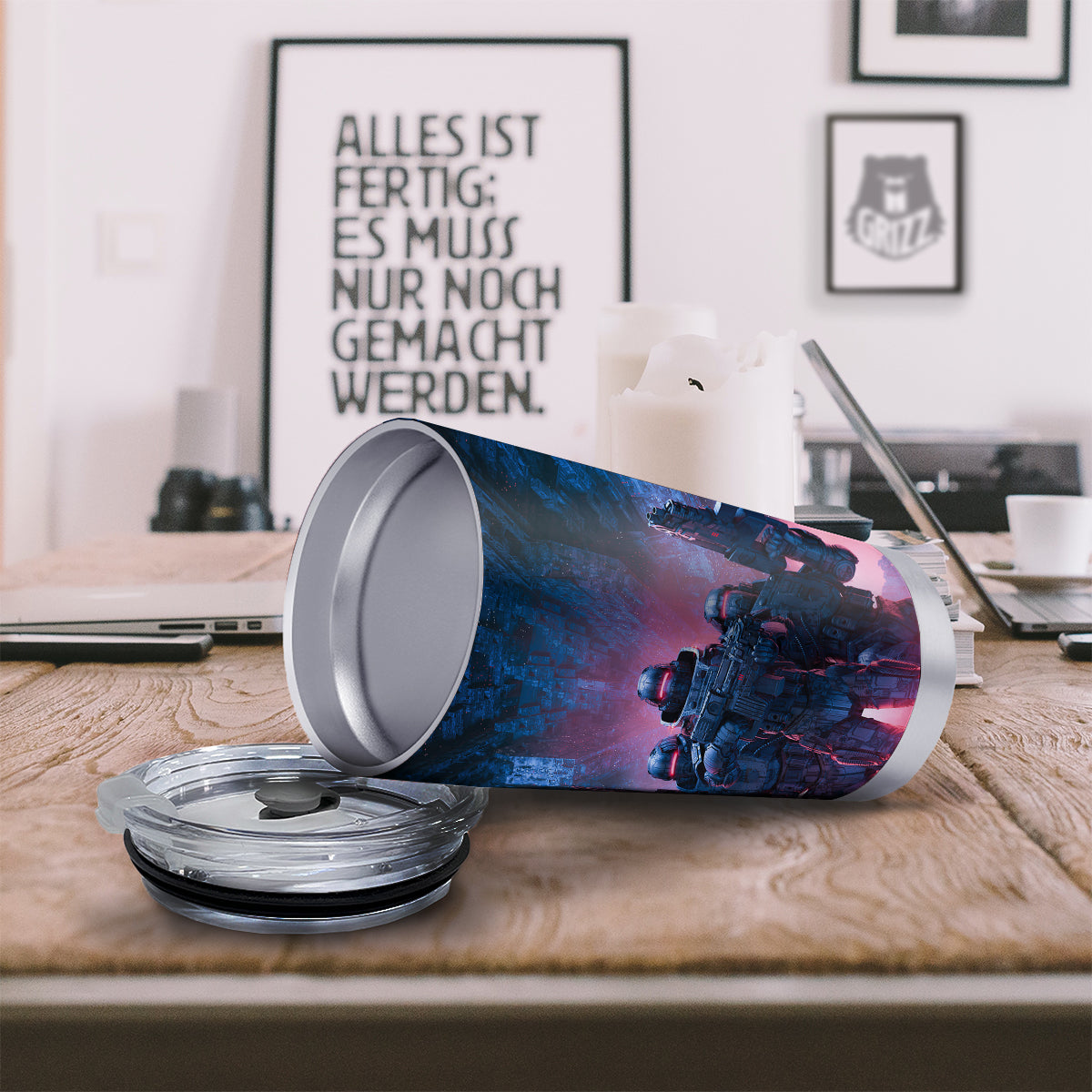 Soldiers Cyberpunk Print Tumbler-grizzshop