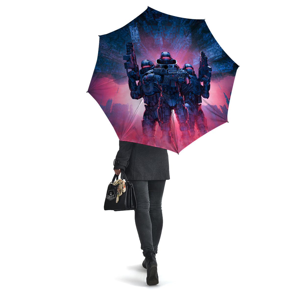 Soldiers Cyberpunk Print Umbrella-grizzshop