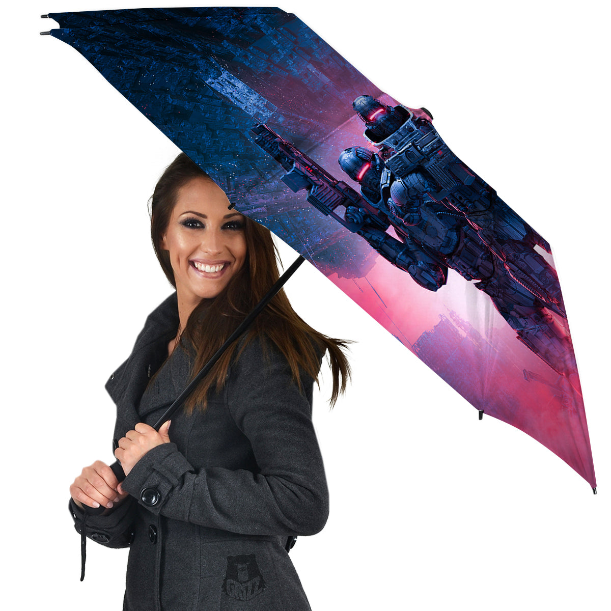 Soldiers Cyberpunk Print Umbrella-grizzshop
