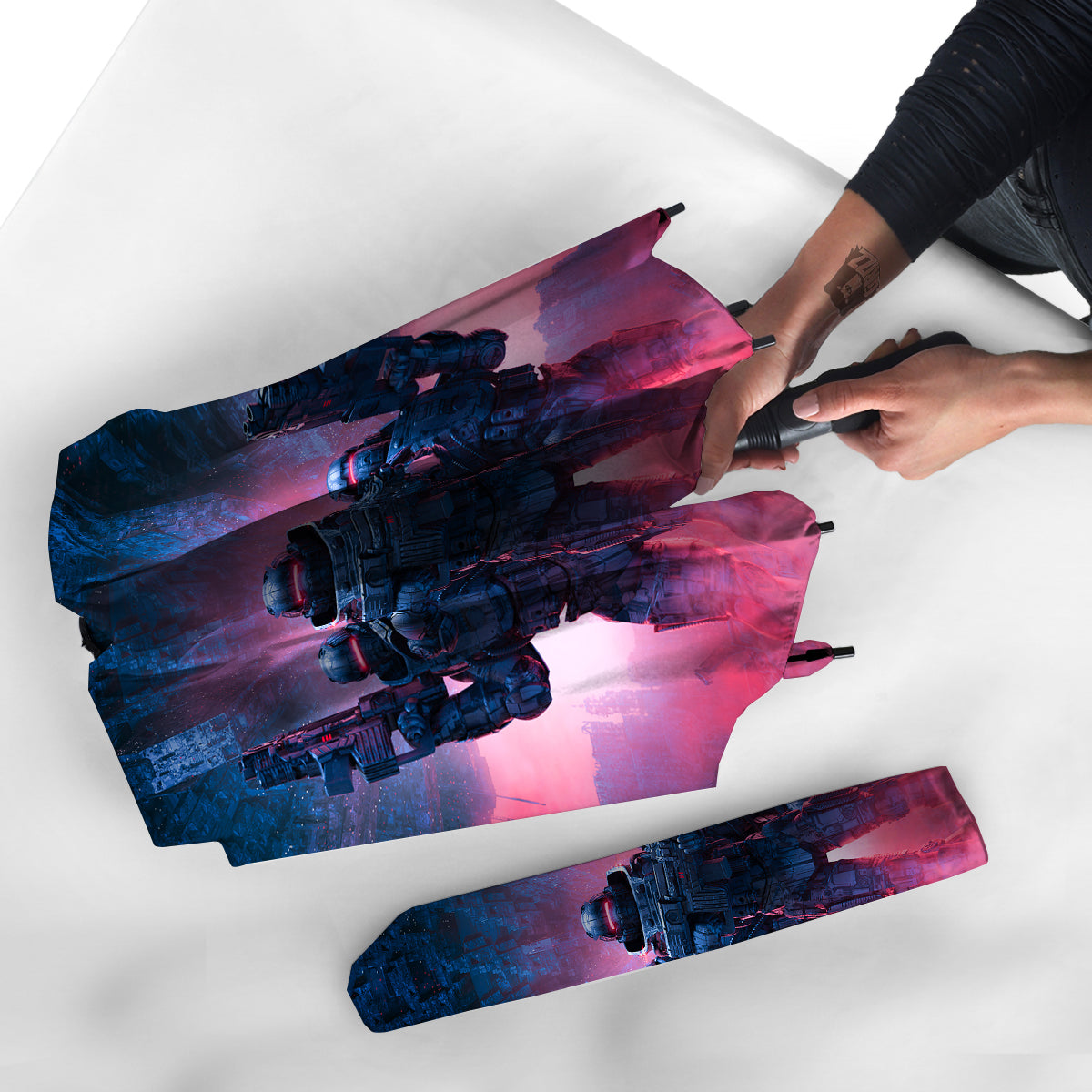 Soldiers Cyberpunk Print Umbrella-grizzshop