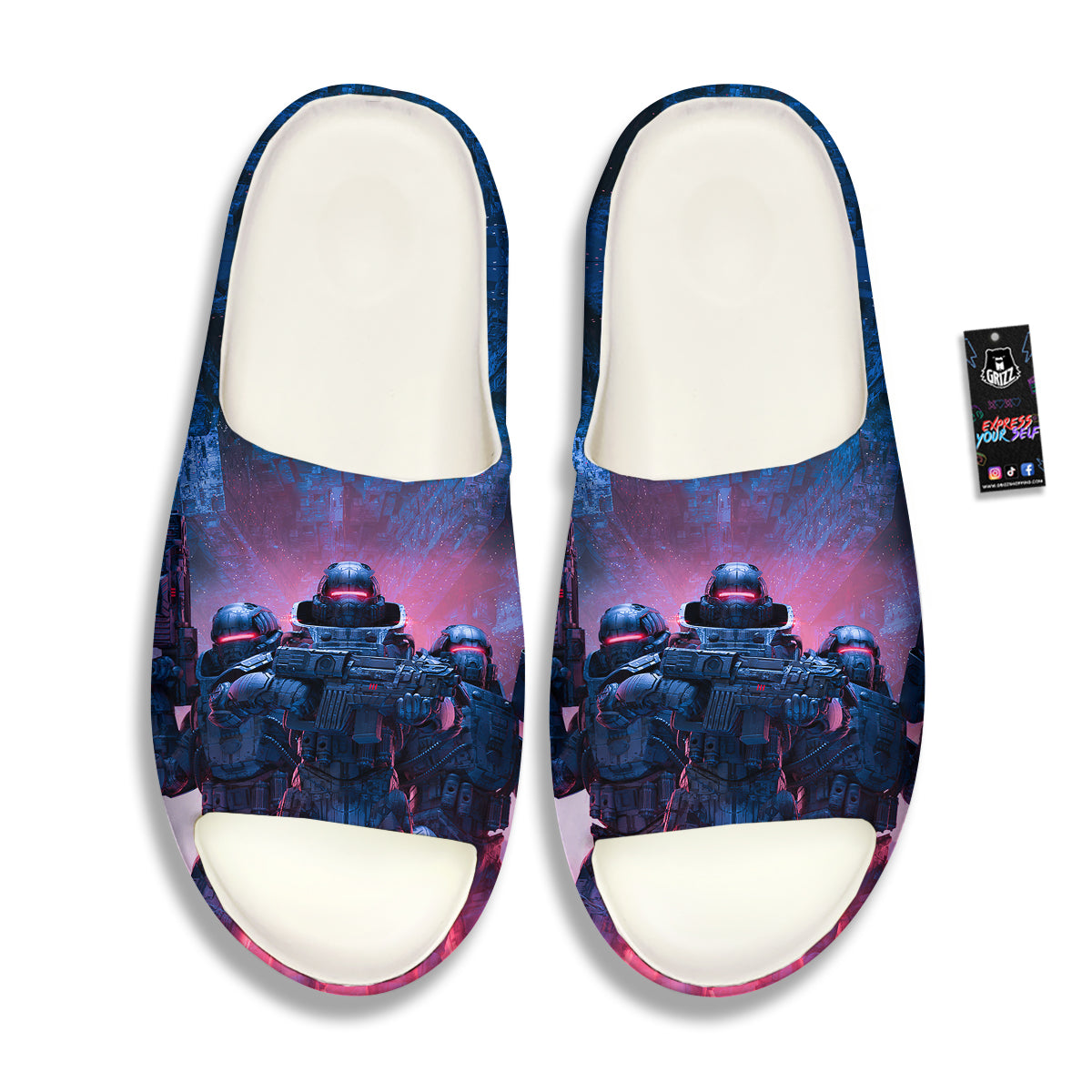 Soldiers Cyberpunk Print Sandals-grizzshop