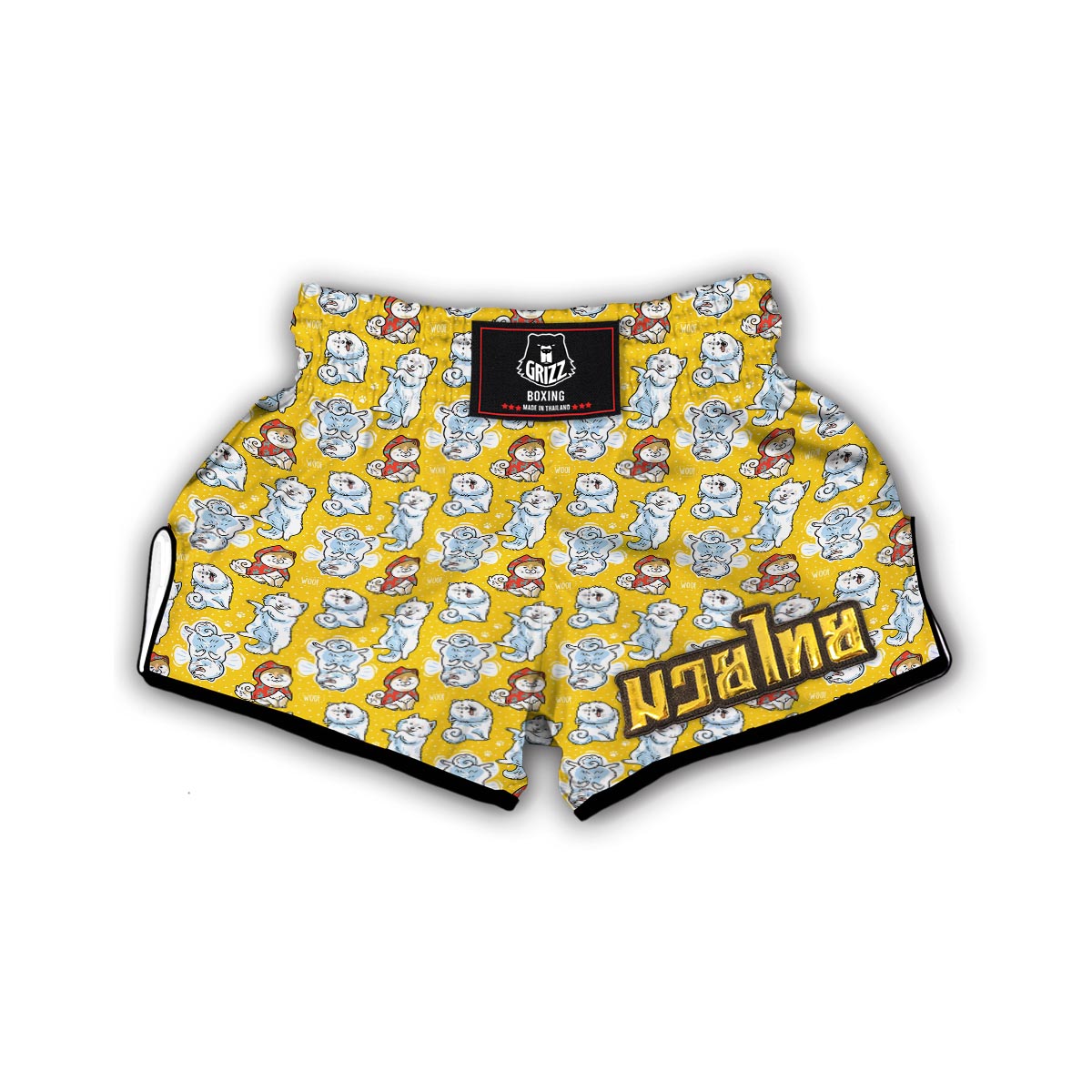 Somoyed Dog Pattern Print Muay Thai Boxing Shorts-grizzshop