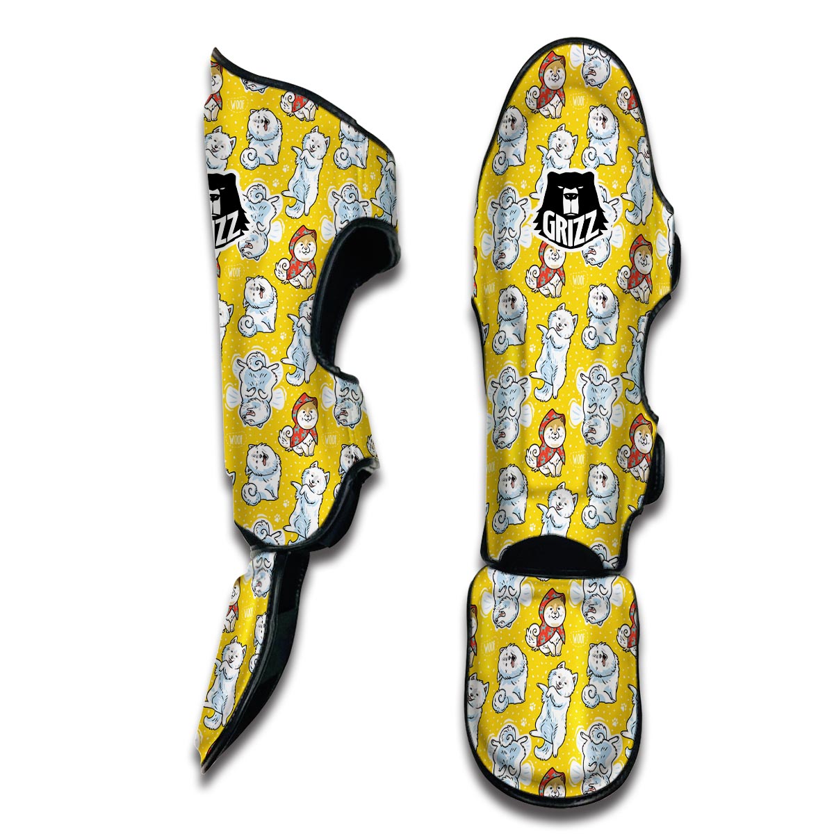 Somoyed Dog Pattern Print Muay Thai Shin Guards-grizzshop