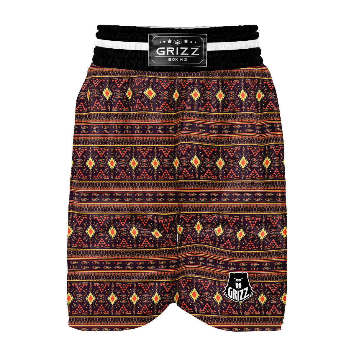 Southwest Navajo Geometric Brown Print Pattern Boxing Shorts-grizzshop