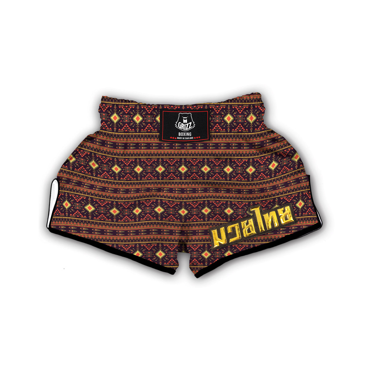 Southwest Navajo Geometric Brown Print Pattern Muay Thai Boxing Shorts-grizzshop