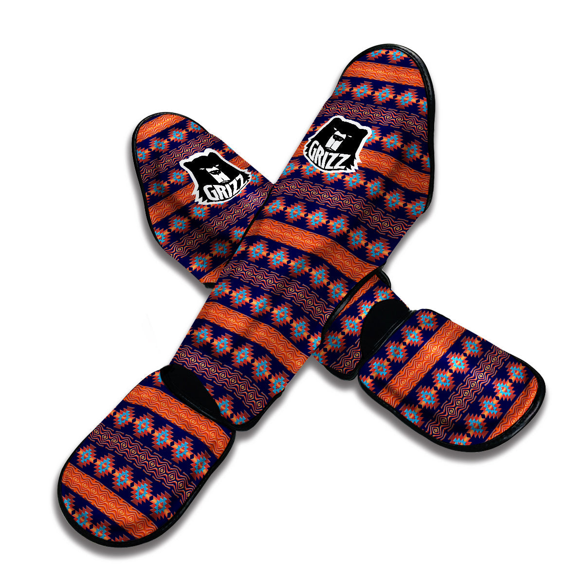 Southwest Orange And Purple Print Pattern Muay Thai Shin Guards-grizzshop