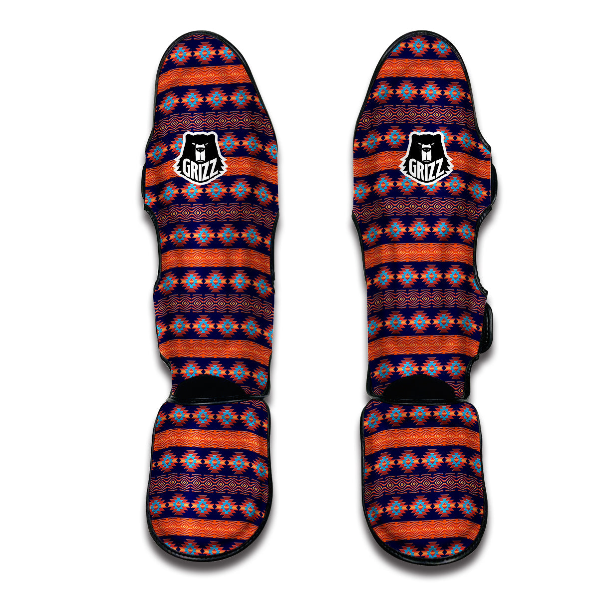 Southwest Orange And Purple Print Pattern Muay Thai Shin Guards-grizzshop