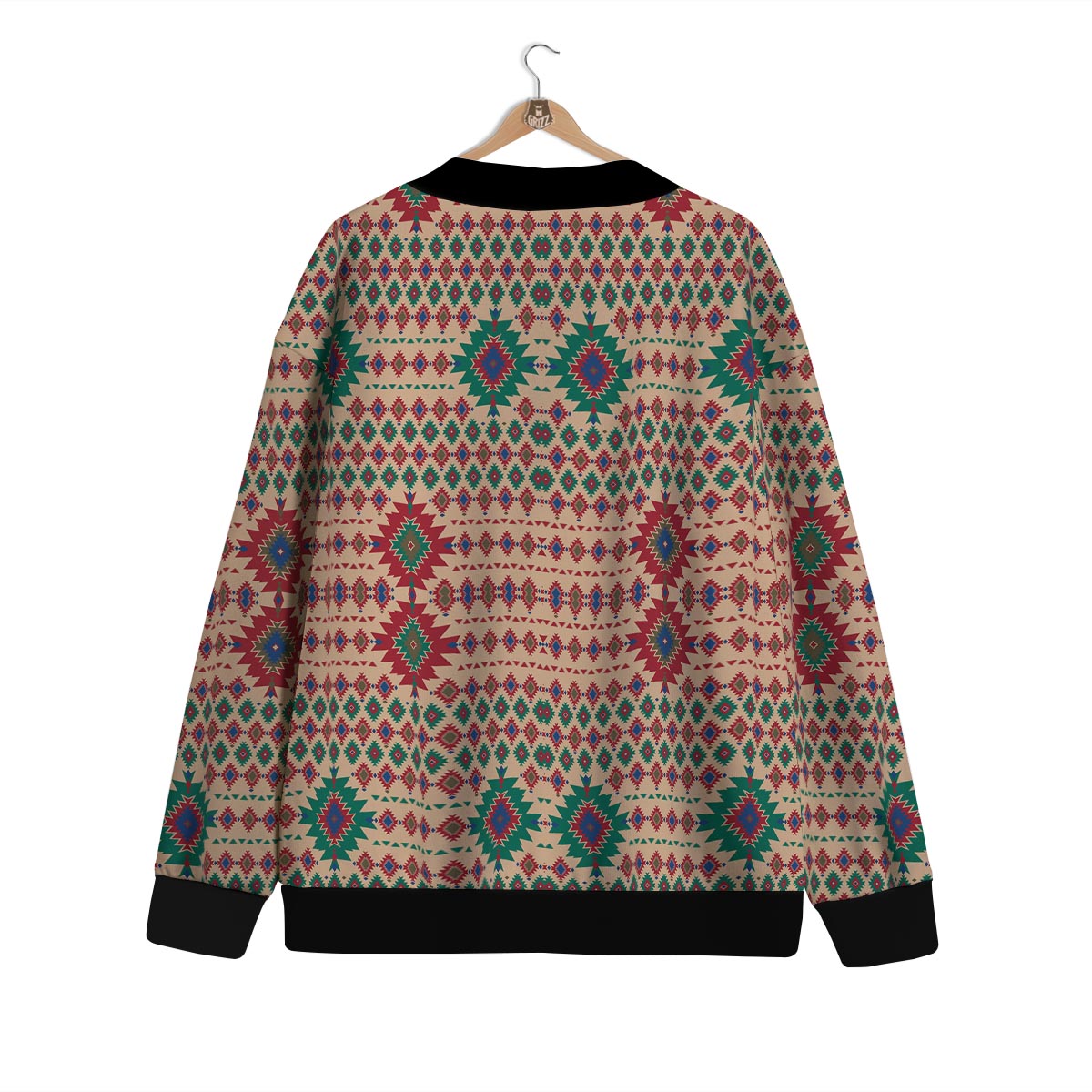 Southwestern Beige And Red Print Pattern Cardigan-grizzshop