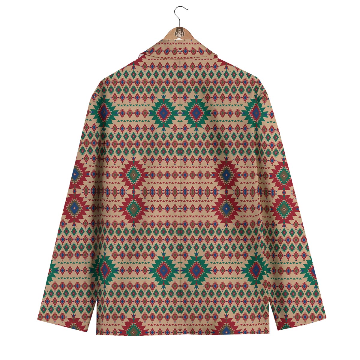 Southwestern Beige And Red Print Pattern Men's Blazer-grizzshop