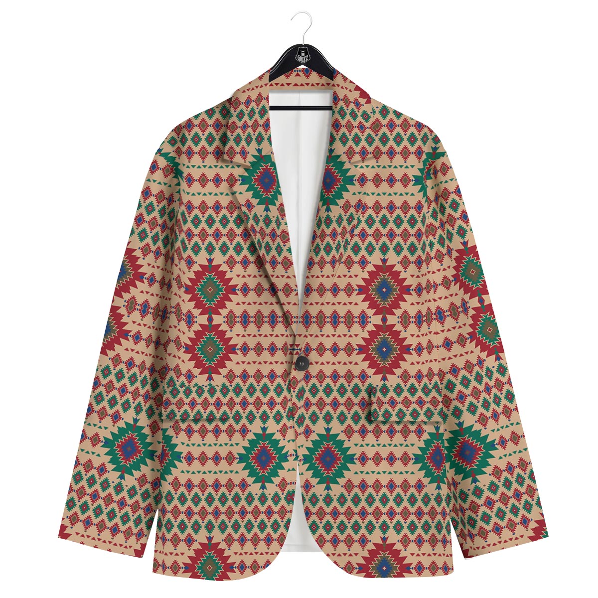 Southwestern Beige And Red Print Pattern Men's Sport Coat-grizzshop