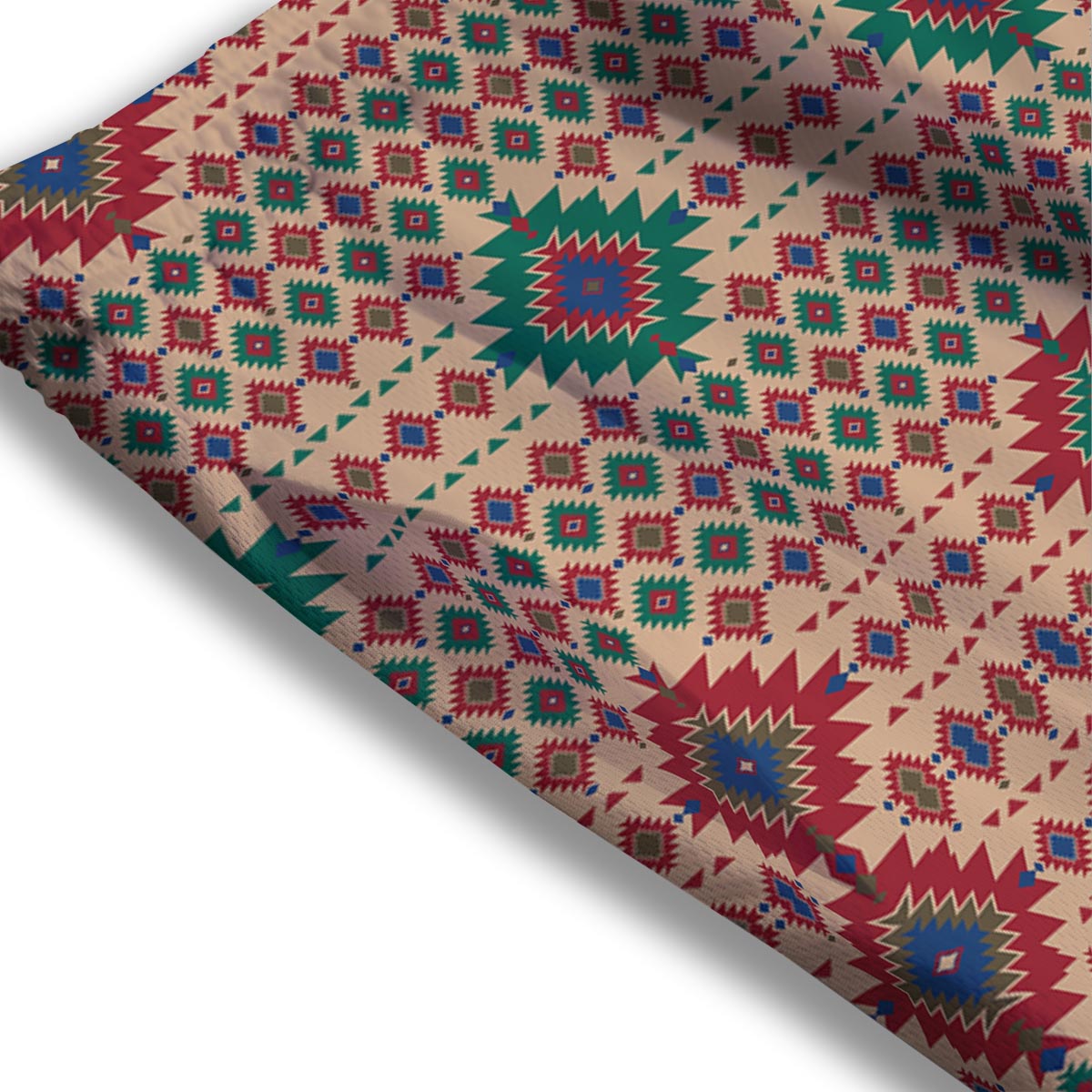 Southwestern Beige And Red Print Pattern Mesh Shorts
