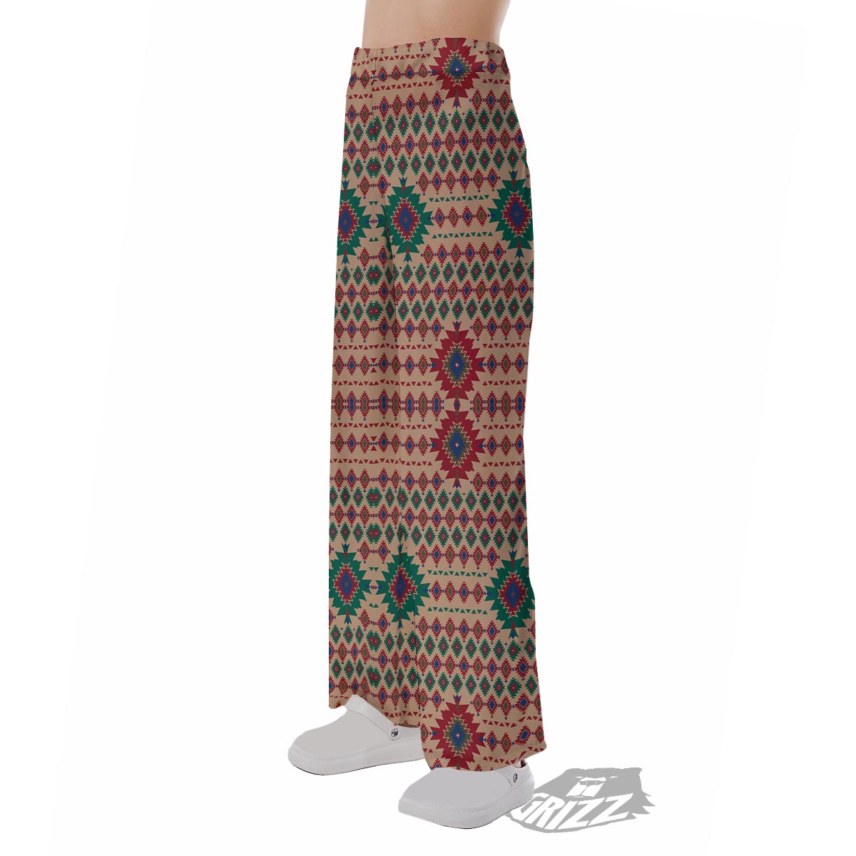 Southwestern Beige And Red Print Pattern Pajama Pants-grizzshop