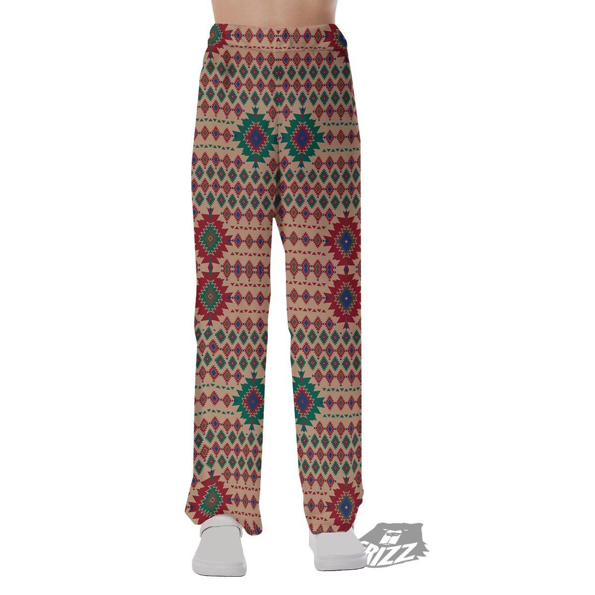 Southwestern Beige And Red Print Pattern Pajama Pants-grizzshop