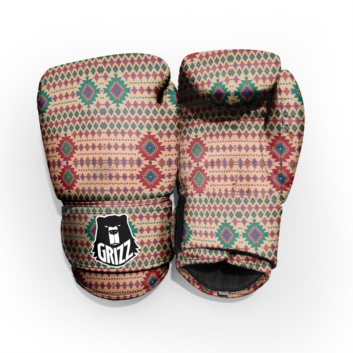 Southwestern Beige And Red Print Pattern Pro Boxing Glove