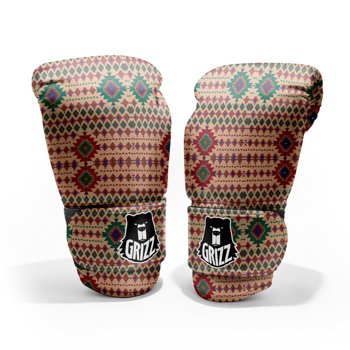 Southwestern Beige And Red Print Pattern Pro Boxing Glove