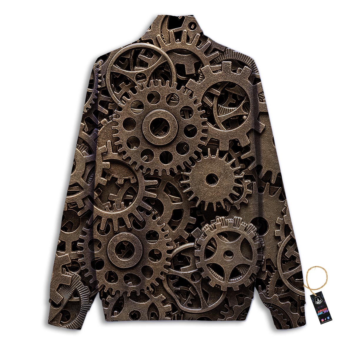 Southwestern Beige And Red Print Pattern Track Jacket-grizzshop