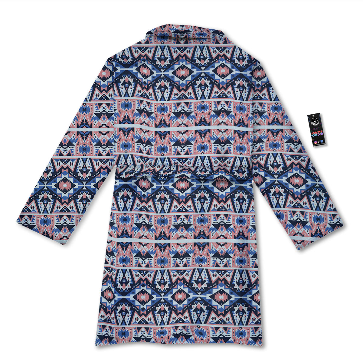 Southwestern Blue And Pink Print Pattern Bathrobe-grizzshop