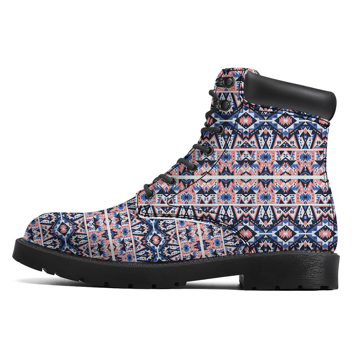 Southwestern Blue And Pink Print Pattern Boots-grizzshop