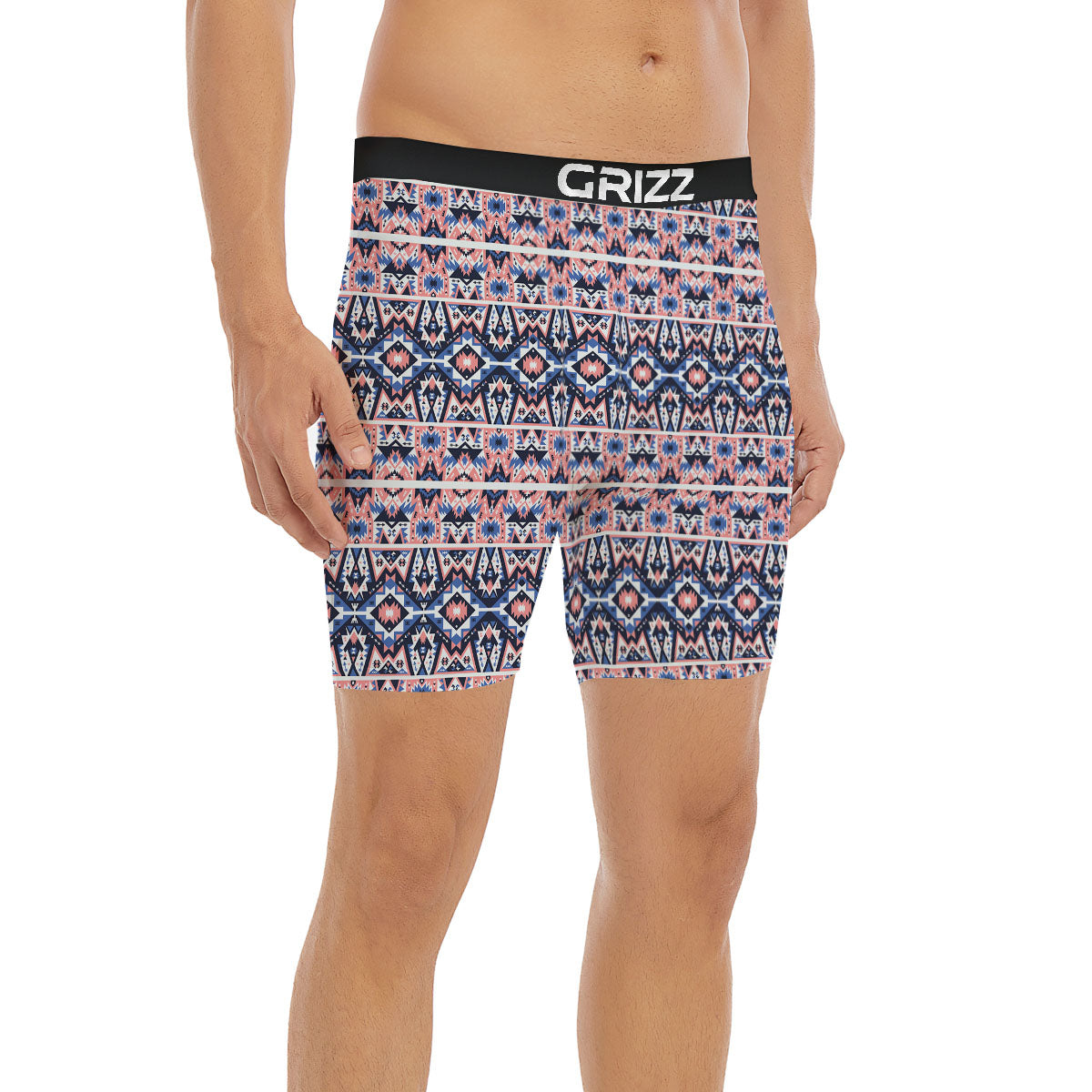 Southwestern Blue And Pink Print Pattern Boxer Briefs-grizzshop
