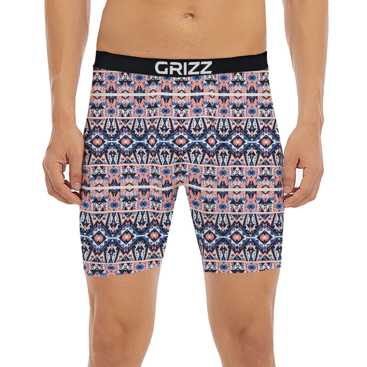 Southwestern Blue And Pink Print Pattern Boxer Briefs-grizzshop