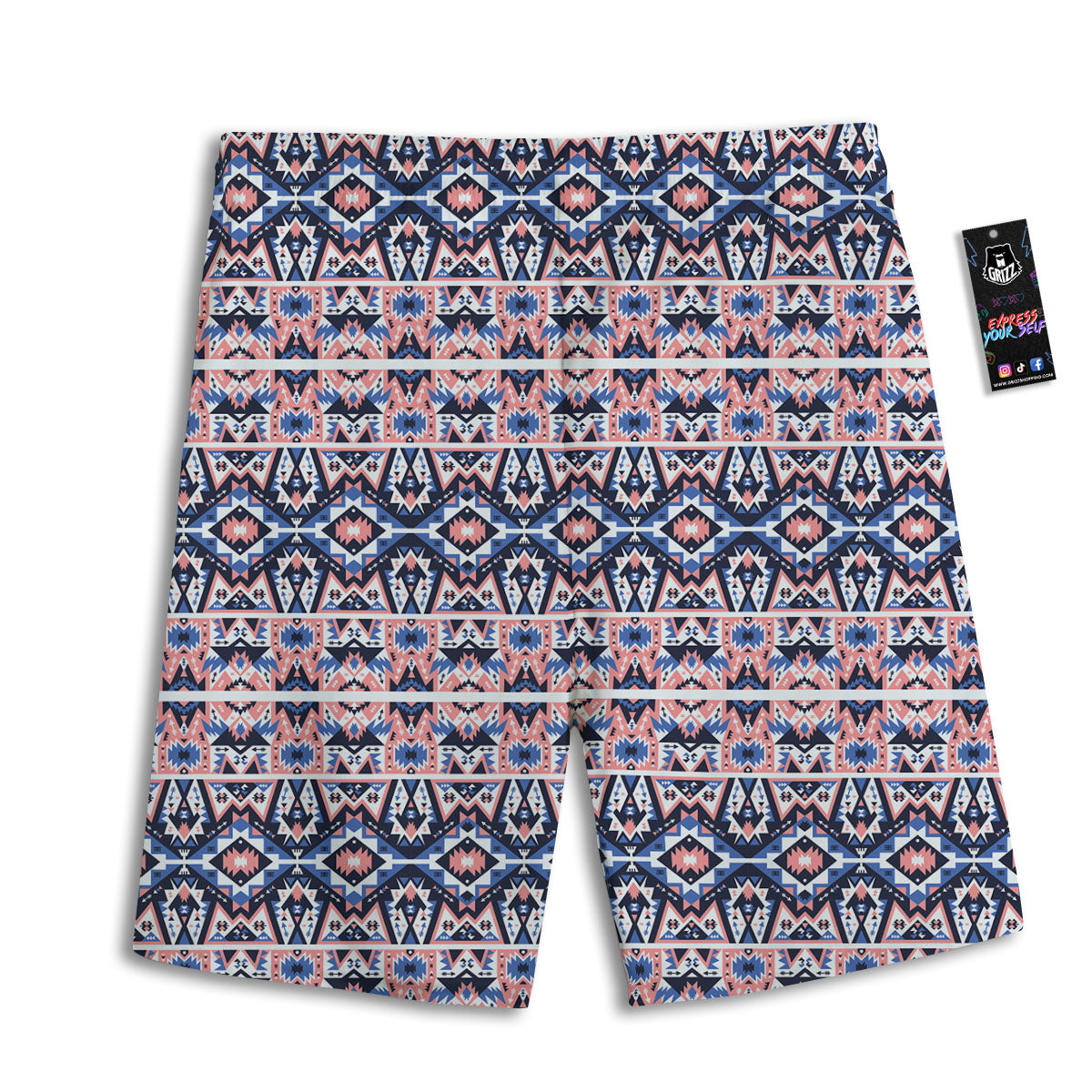 Southwestern Blue And Pink Print Pattern Men's Athletic Shorts