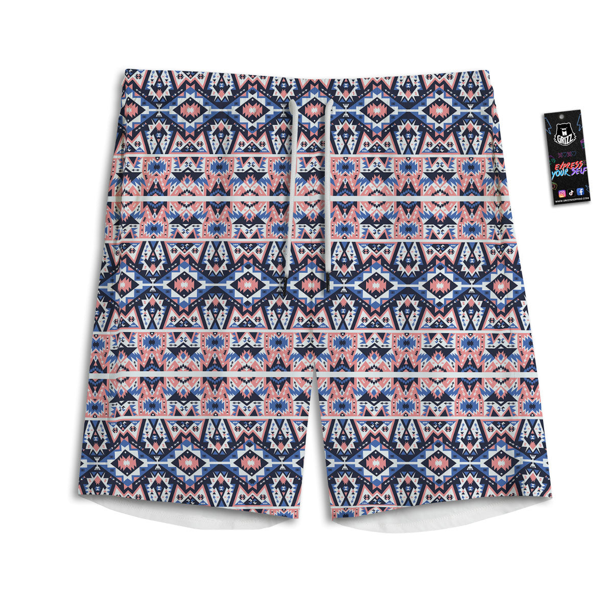 Southwestern Blue And Pink Print Pattern Men's Athletic Shorts
