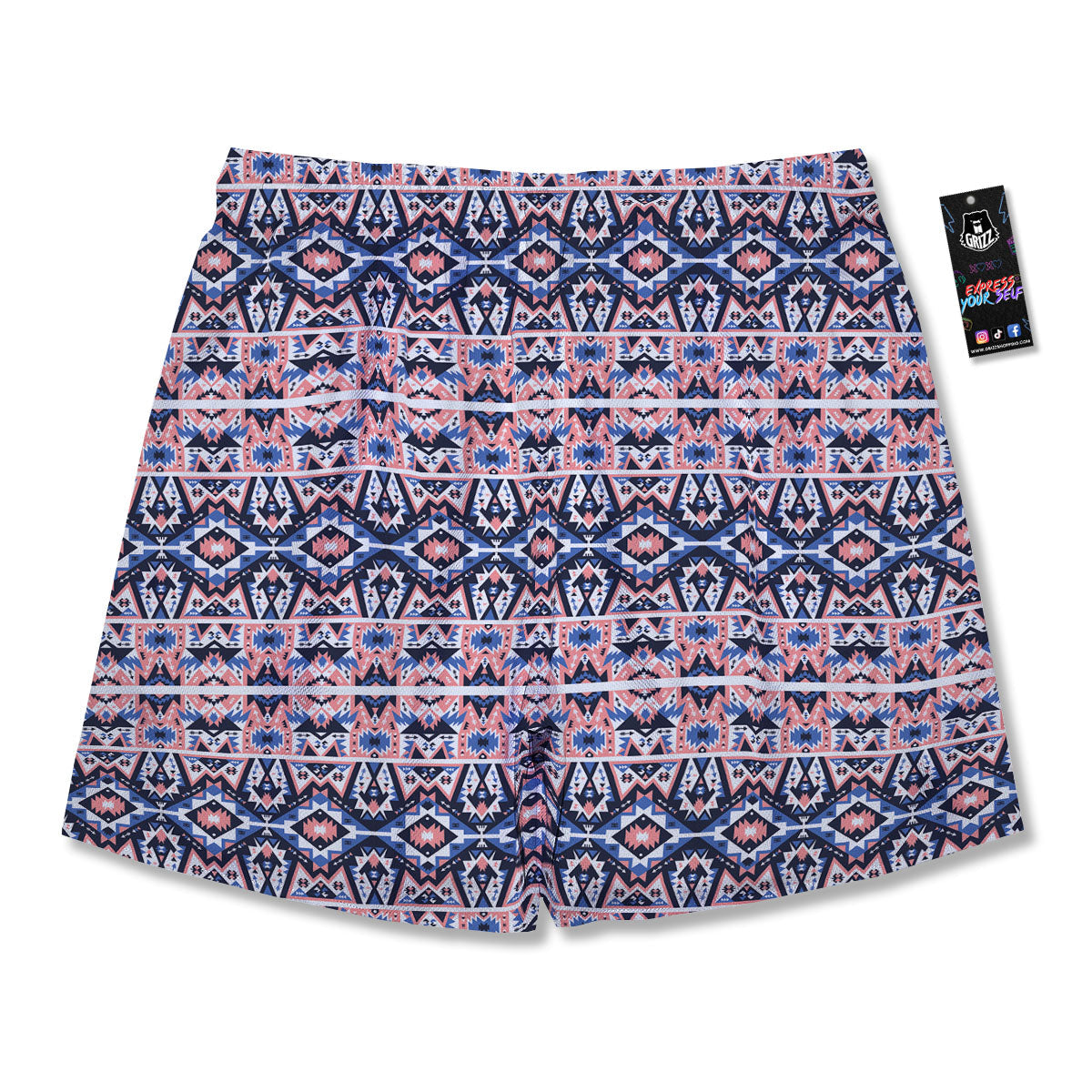 Southwestern Blue And Pink Print Pattern Men's Running Shorts-grizzshop