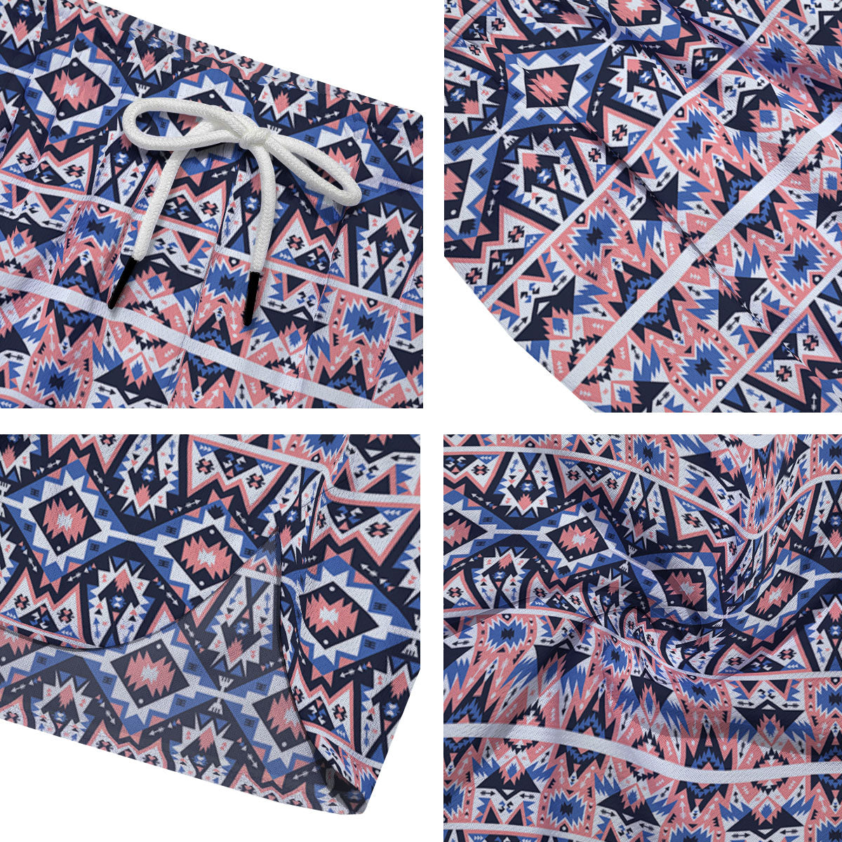 Southwestern Blue And Pink Print Pattern Men's Running Shorts-grizzshop