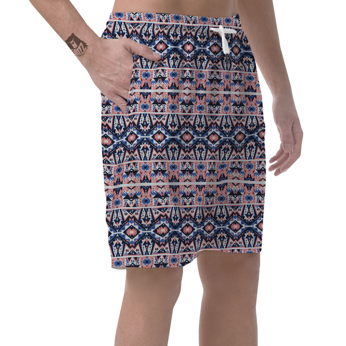 Southwestern Blue And Pink Print Pattern Men's Shorts-grizzshop
