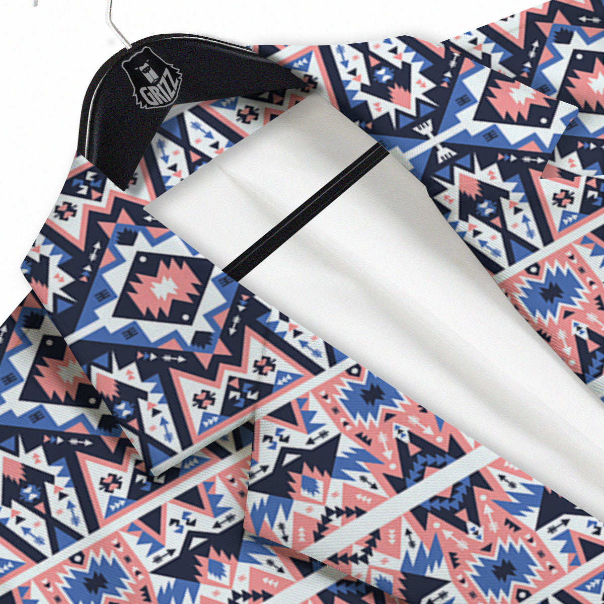 Southwestern Blue And Pink Print Pattern Men's Sport Coat-grizzshop