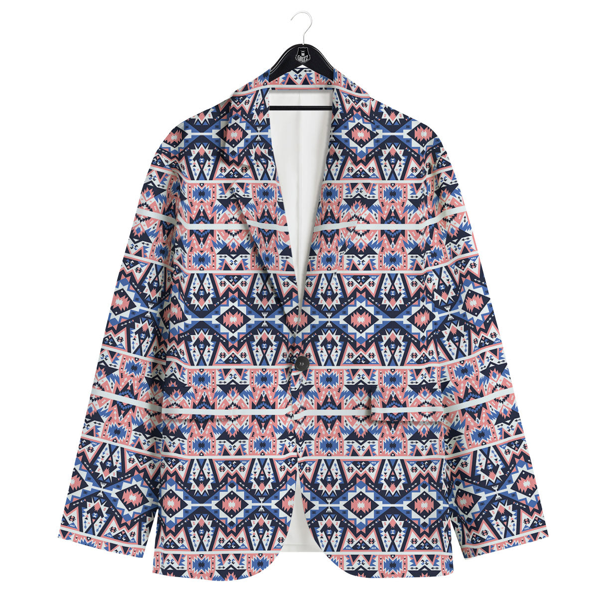 Southwestern Blue And Pink Print Pattern Men's Sport Coat-grizzshop