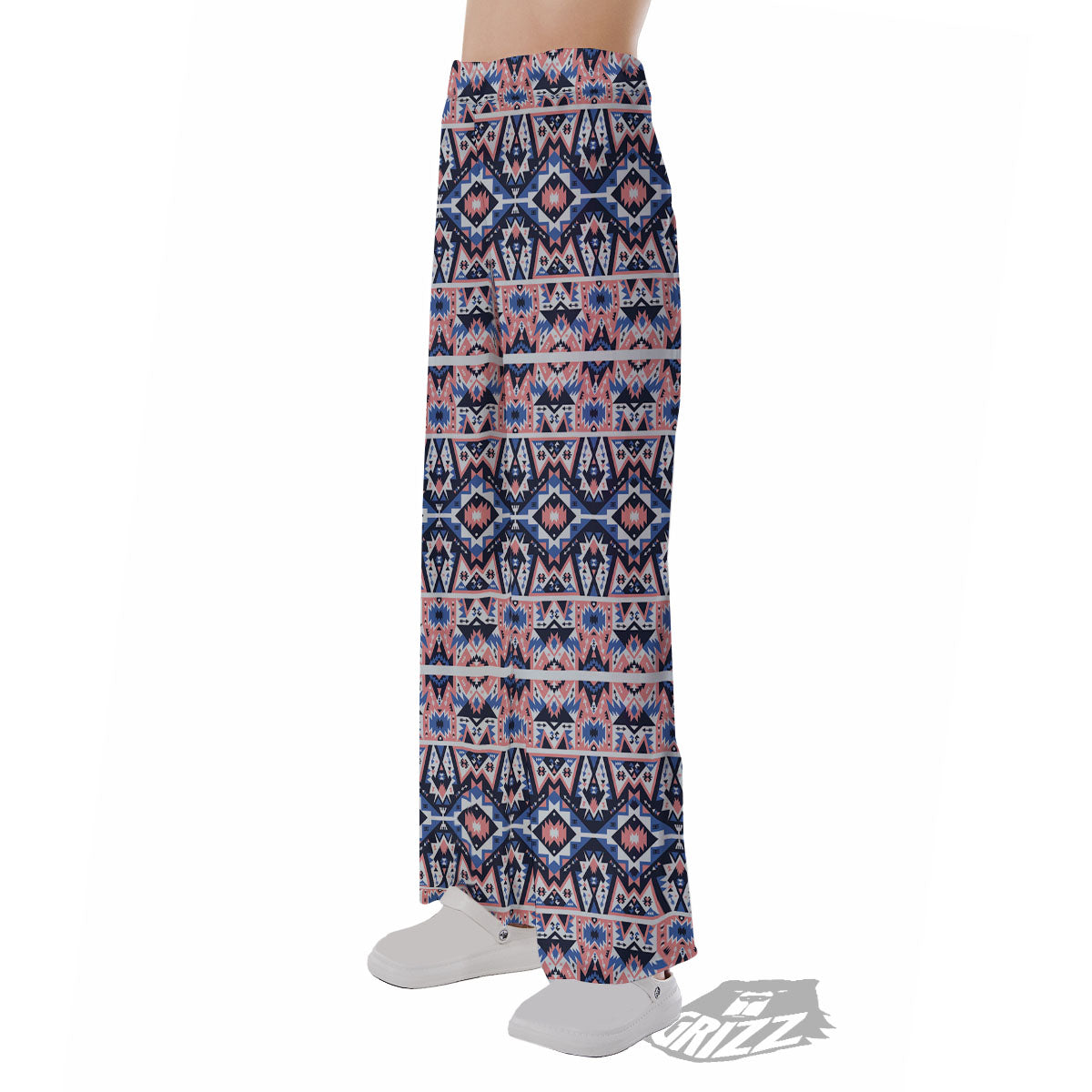 Southwestern Blue And Pink Print Pattern Pajama Pants-grizzshop