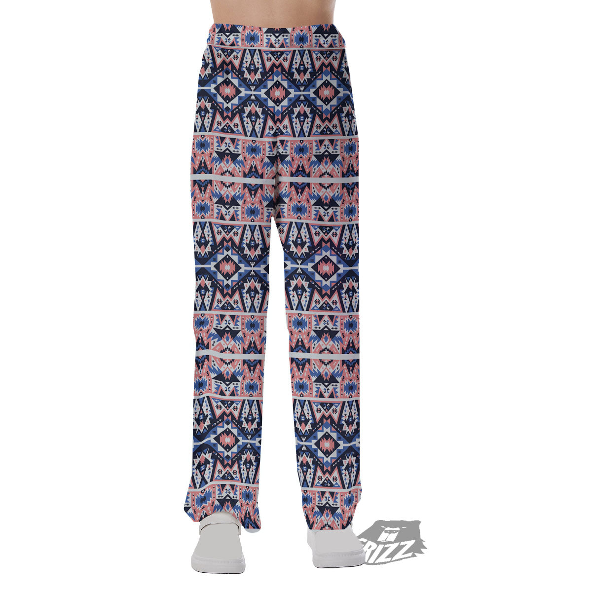 Southwestern Blue And Pink Print Pattern Pajama Pants-grizzshop