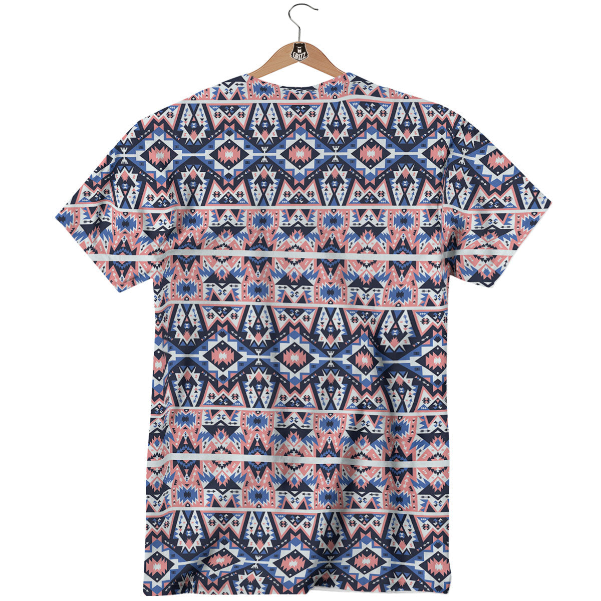 Southwestern Blue And Pink Print Pattern T-Shirt-grizzshop