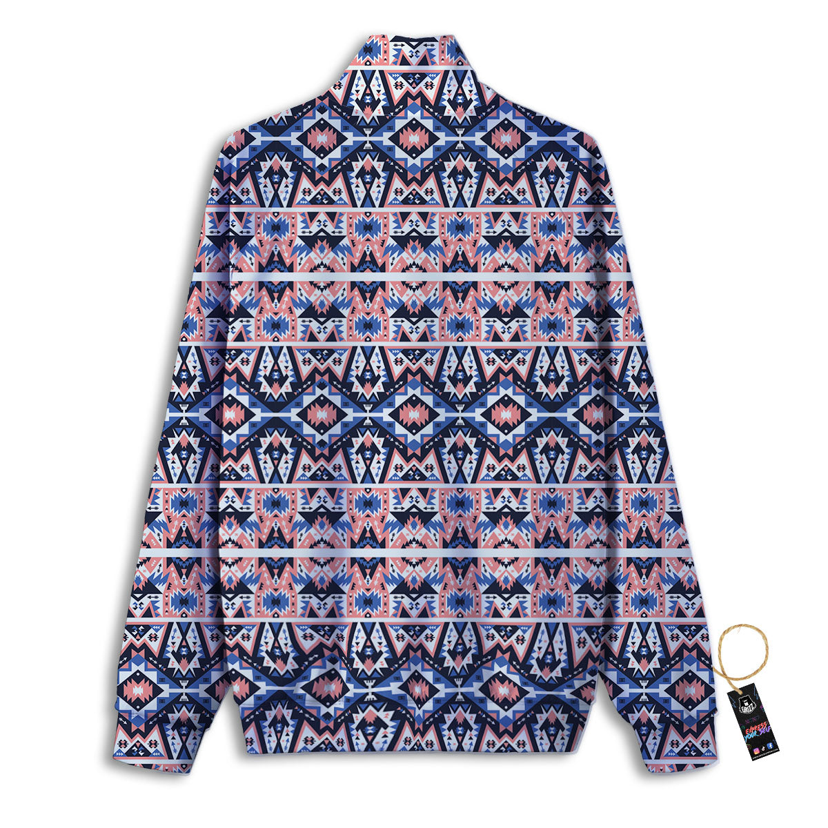 Southwestern Blue And Pink Print Pattern Track Jacket-grizzshop