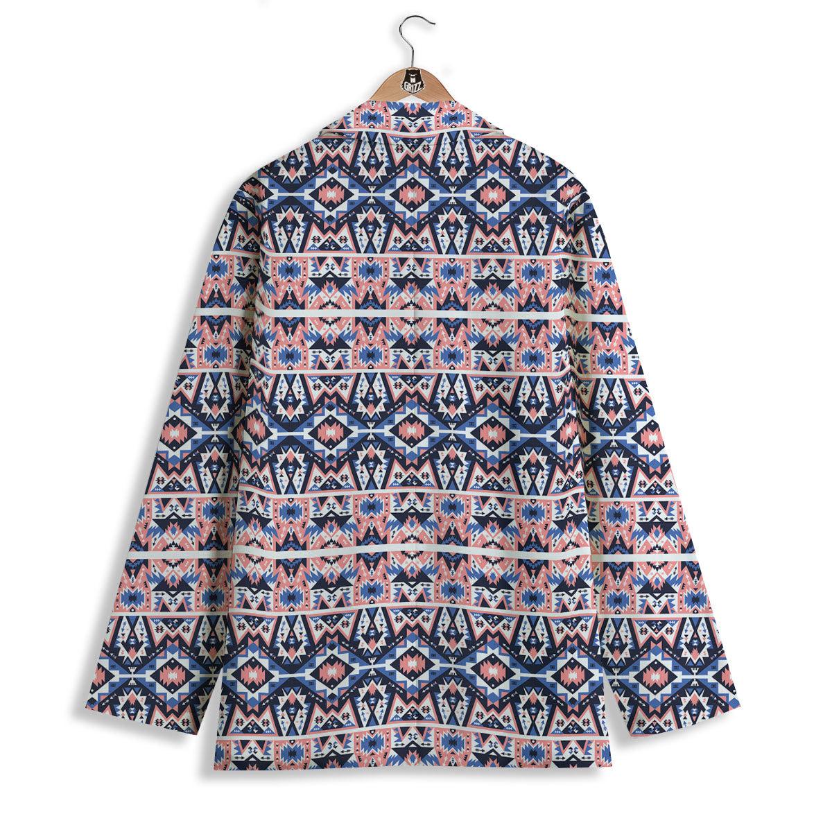Southwestern Blue And Pink Print Pattern Women's Blazer-grizzshop