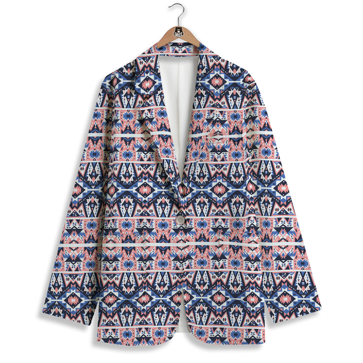 Southwestern Blue And Pink Print Pattern Women's Blazer-grizzshop