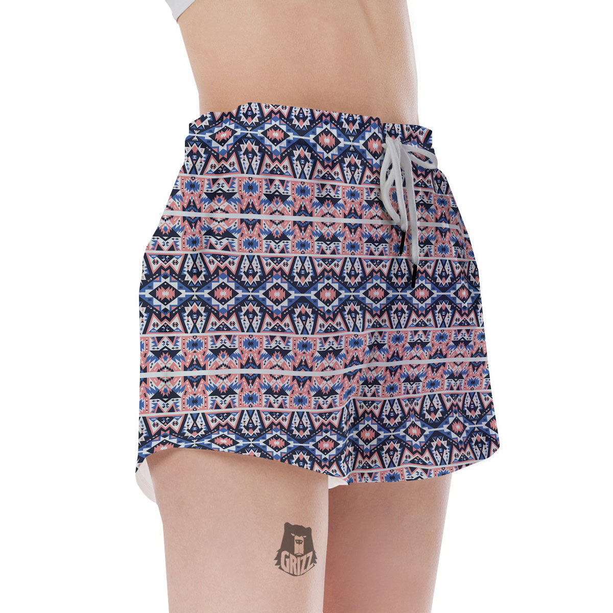 Southwestern Blue And Pink Print Pattern Women's Shorts-grizzshop