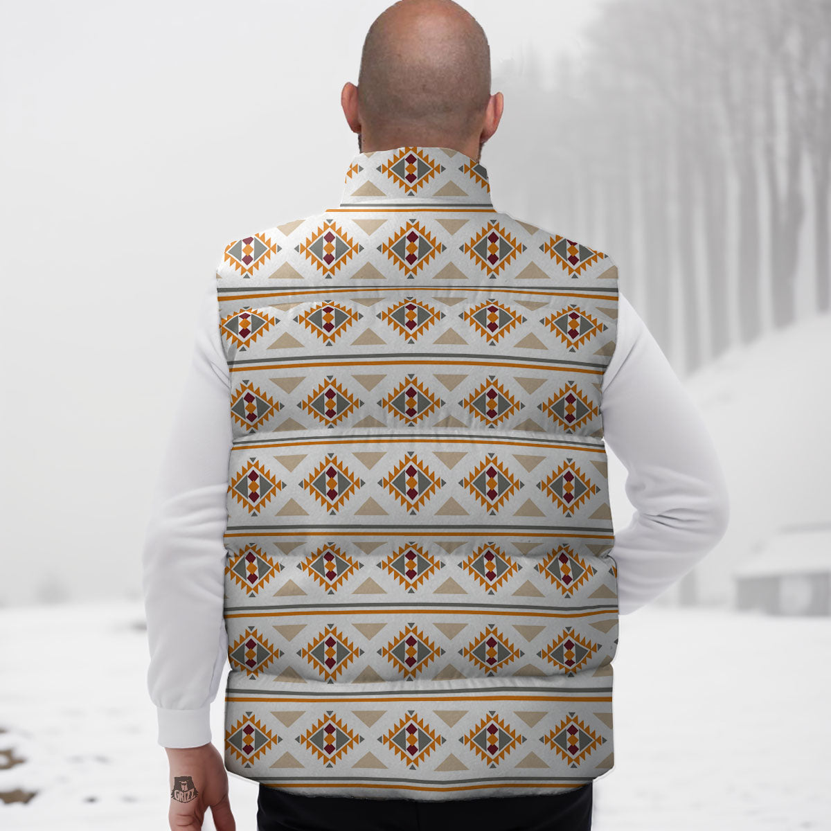 Southwestern Native Print Pattern Down Vest