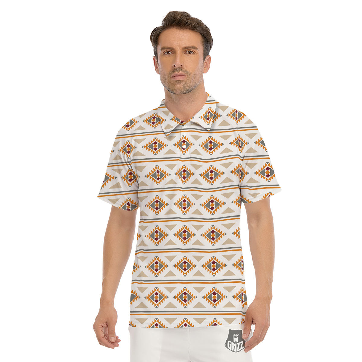 Southwestern Native Print Pattern Men's Golf Shirts-grizzshop