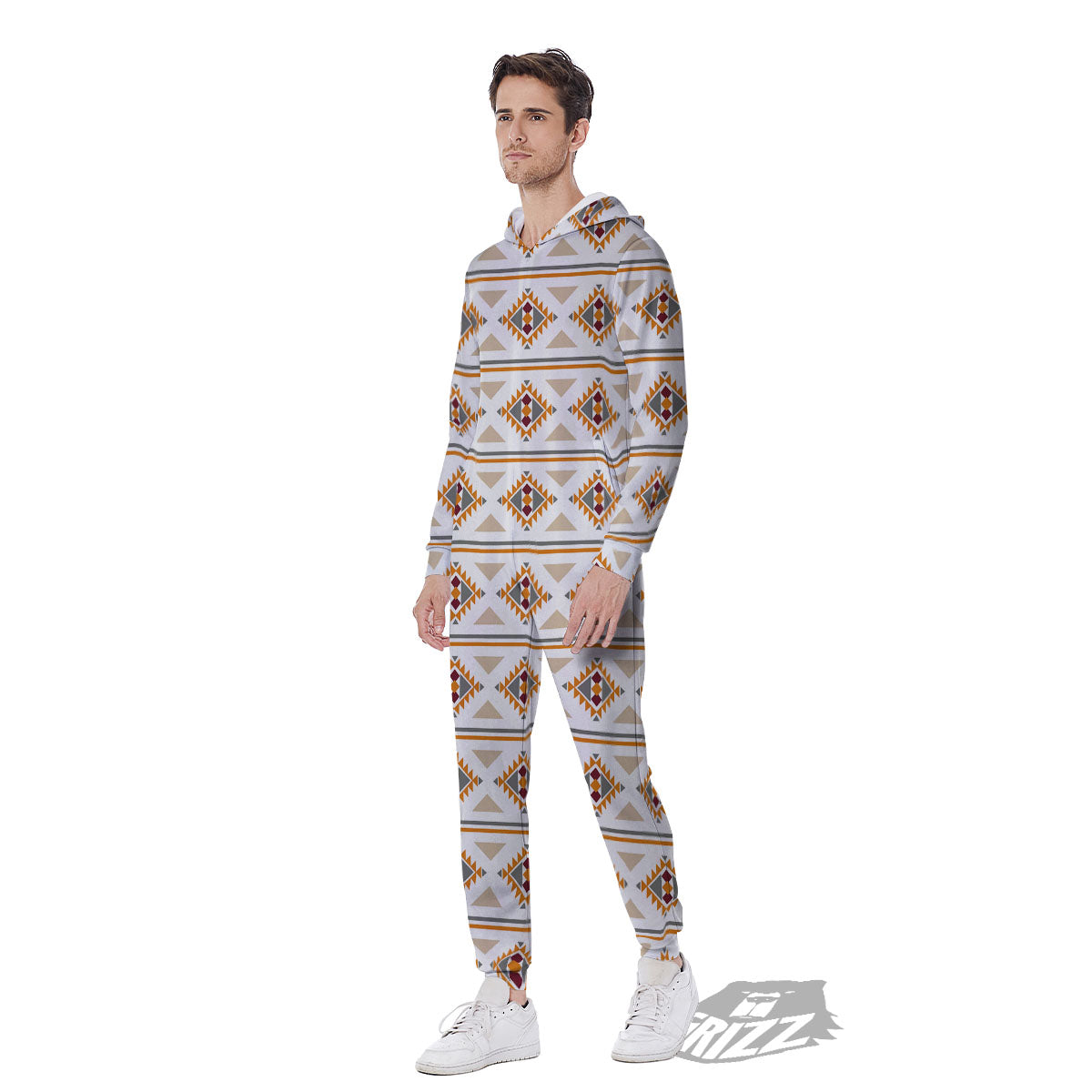 Southwestern Native Print Pattern Men's Jumpsuit-grizzshop