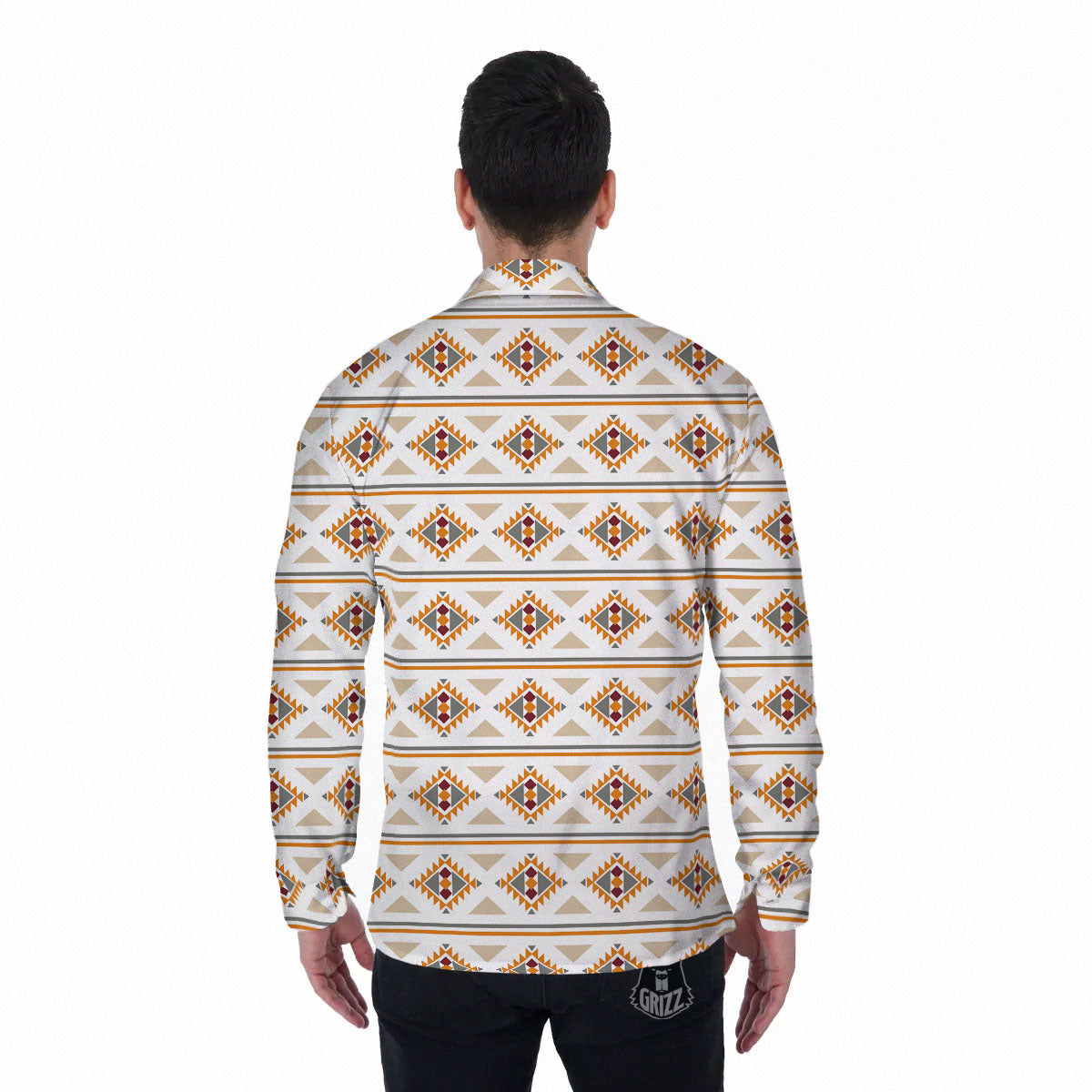 Southwestern Native Print Pattern Men's Long Sleeve Shirts-grizzshop