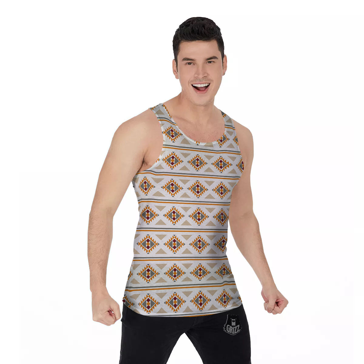 Southwestern Native Print Pattern Men's Tank Top-grizzshop